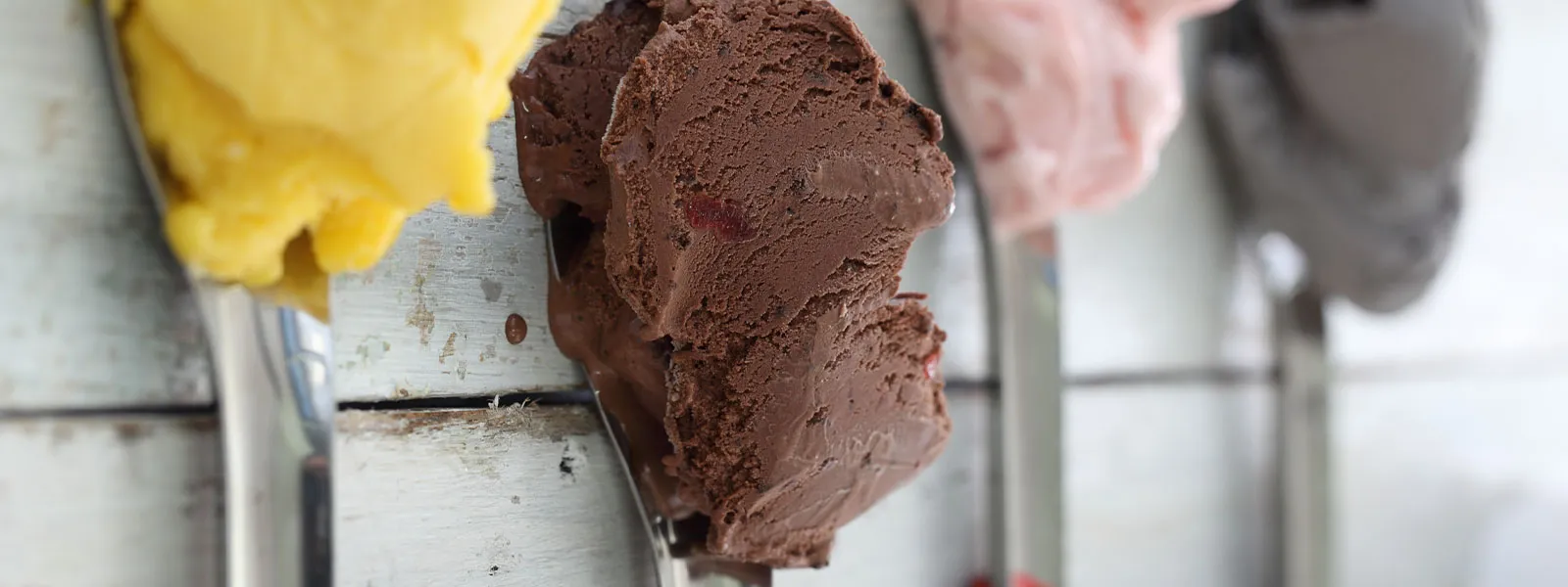 Scoops of chocolate and vanilla gelato