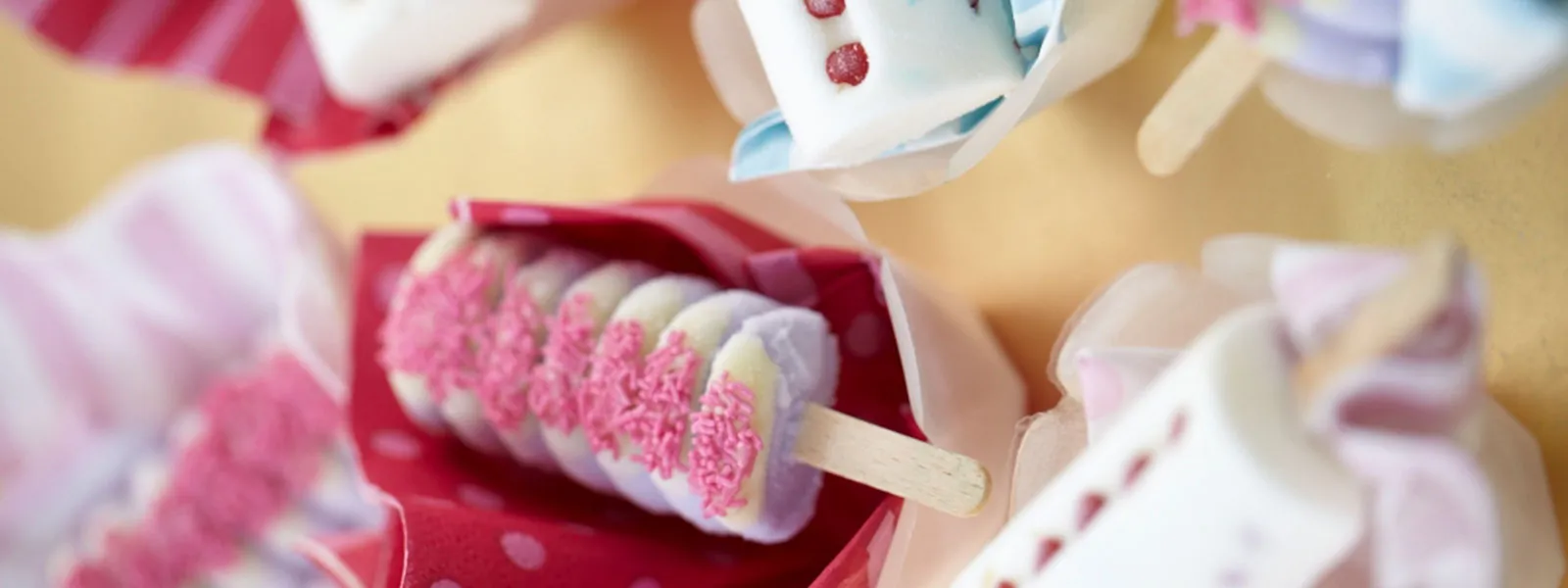Colourful gelato ice lollies