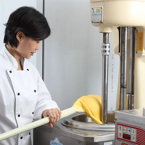 Our chef at a gelato machine
