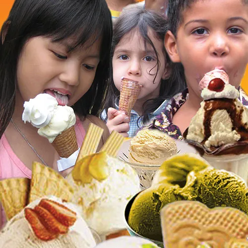 Children enjoying gelato cones